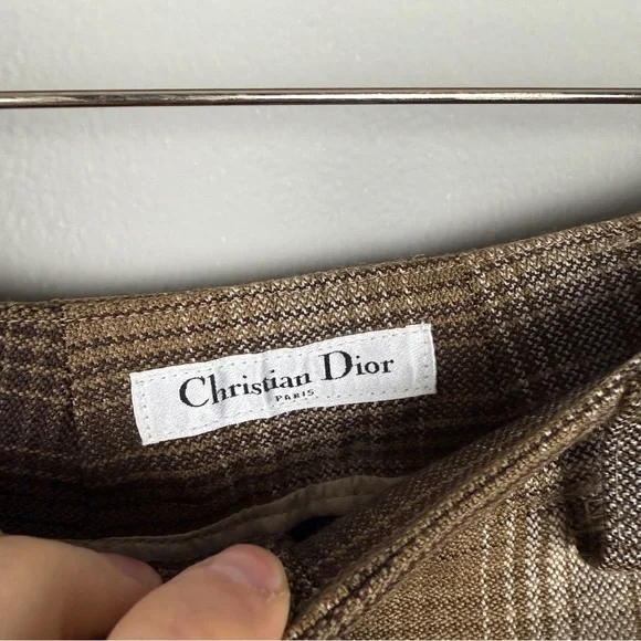 Christian Dior Tartan Wool Plaid Wide Leg Pants - Picture 9 of 12